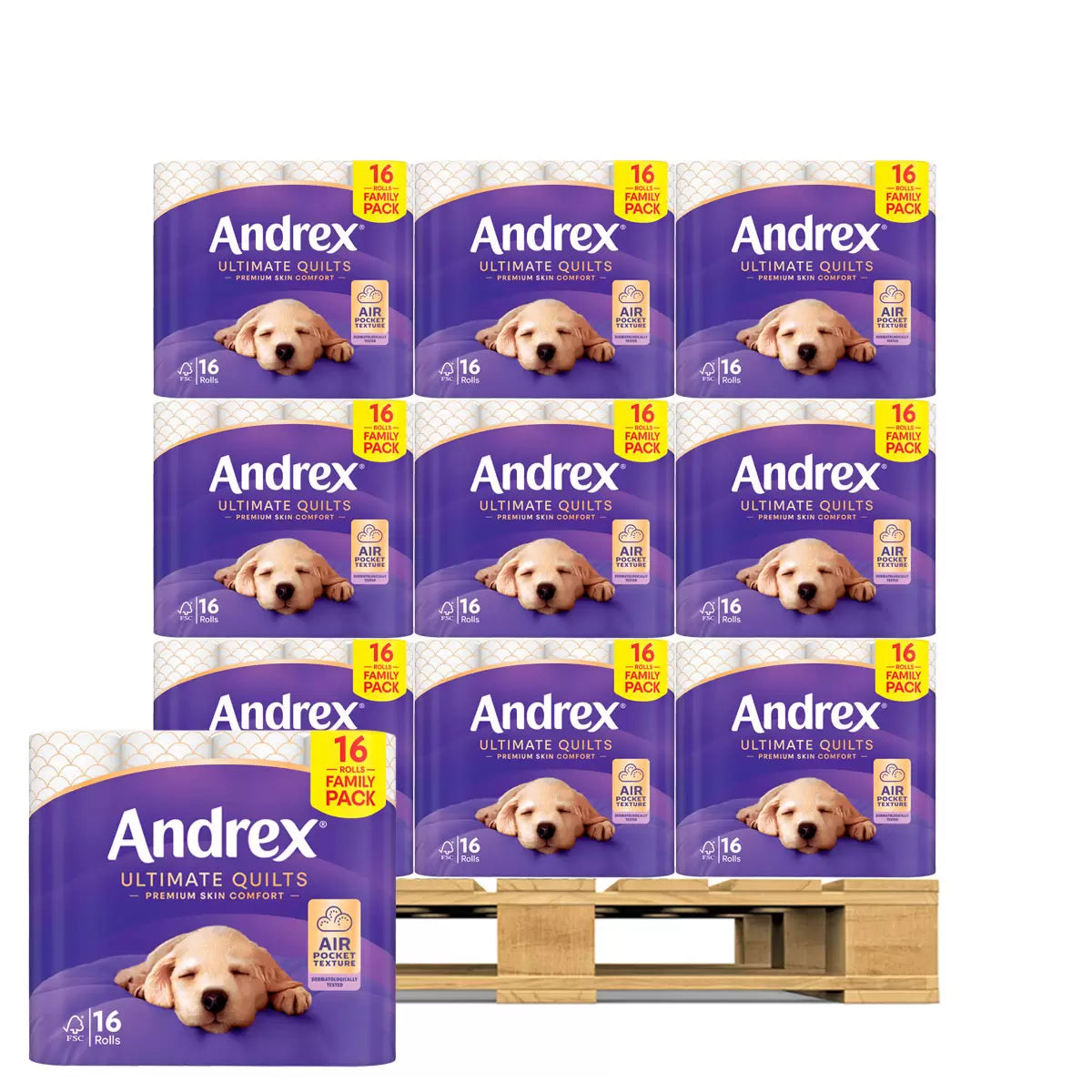 Andrex Ultimate Quilts Toilet Tissue 3 Ply 3 x 16 x 24 Units Standard Roll Packs