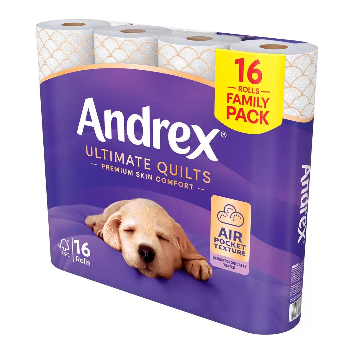 Andrex Ultimate Quilts Toilet Tissue 3 Ply 3 x 16 x 24 Units Standard Roll Packs