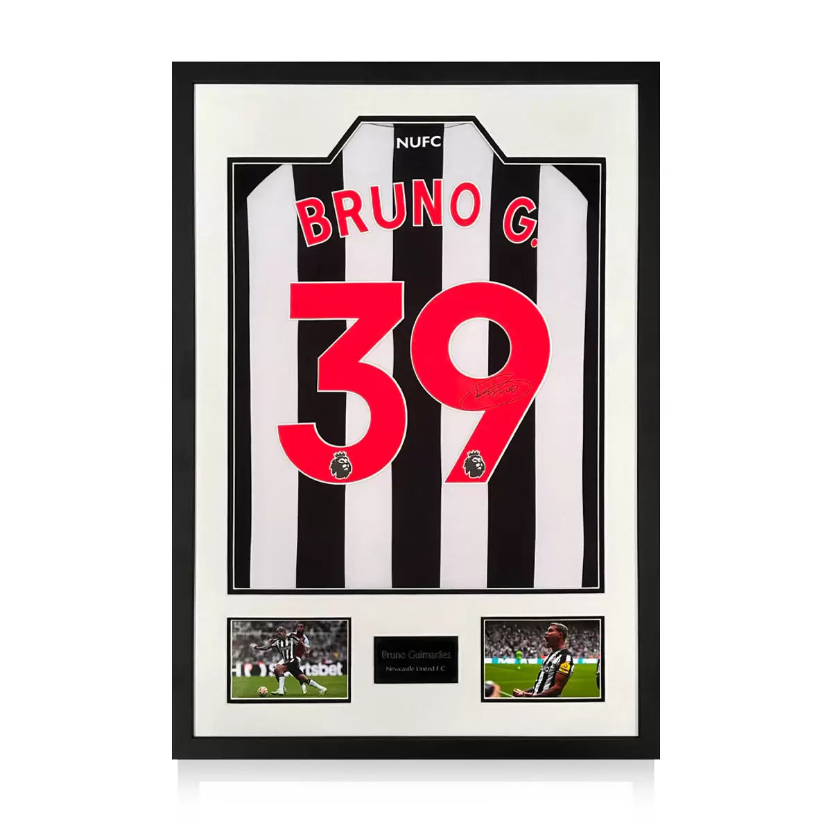 Bruno Guimarães Signed Framed NUFC 23/24 Football Shirt including 2 Photos