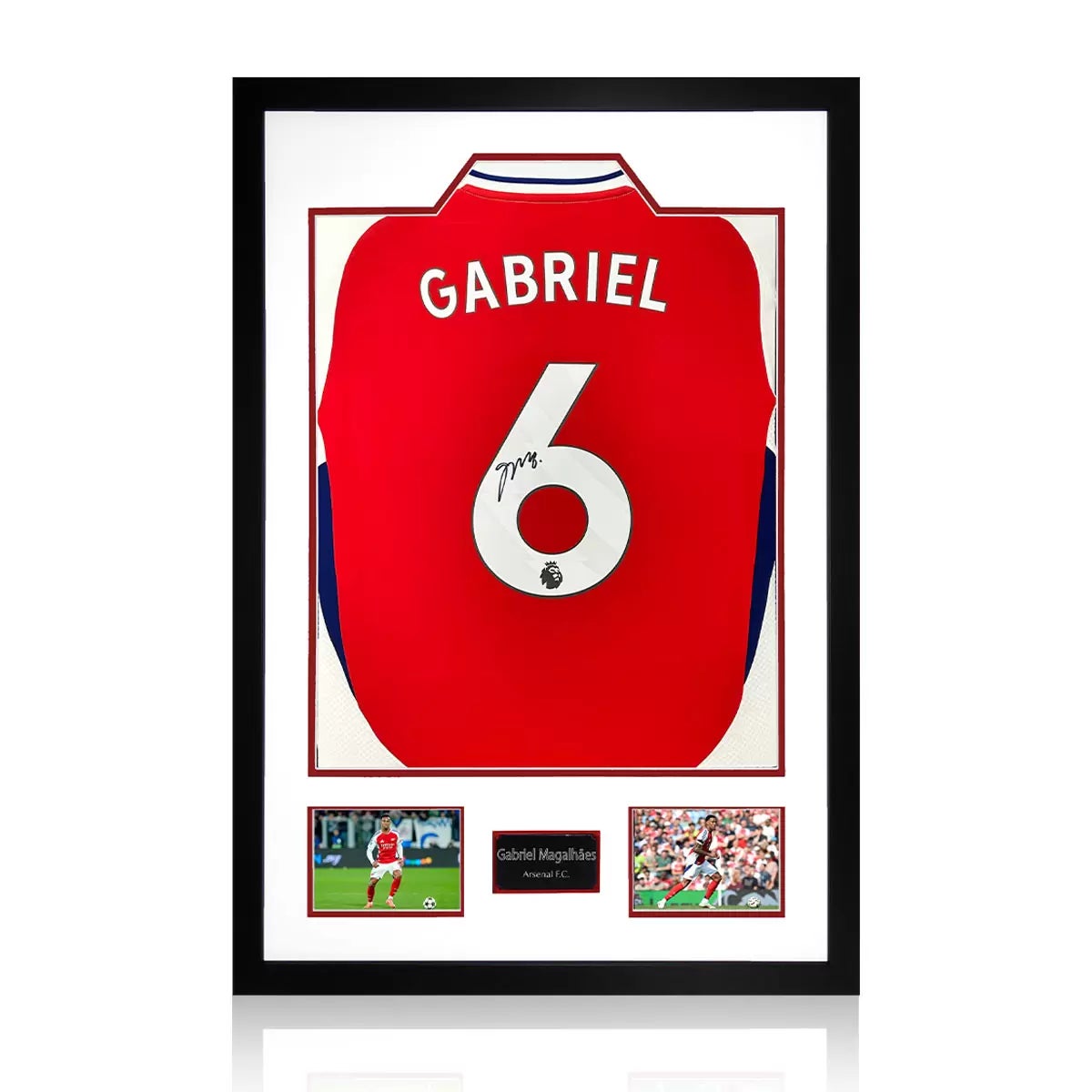 Gabriel Magalhães Signed Framed Arsenal 24/25 Football Shirt including 2 Photos
