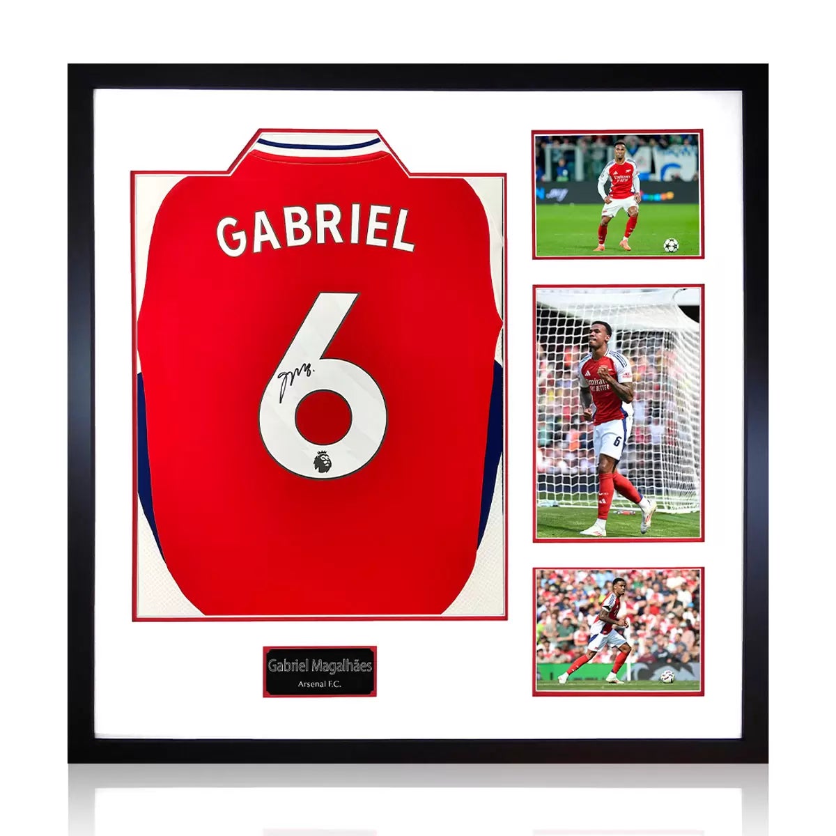 Gabriel Magalhães Signed Framed Arsenal 24/25 Football Shirt including 3 Photos