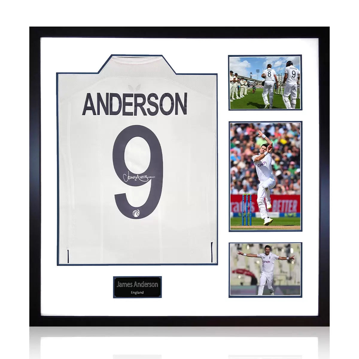 James Anderson Signed Framed England Football Shirt# including 3 Photos