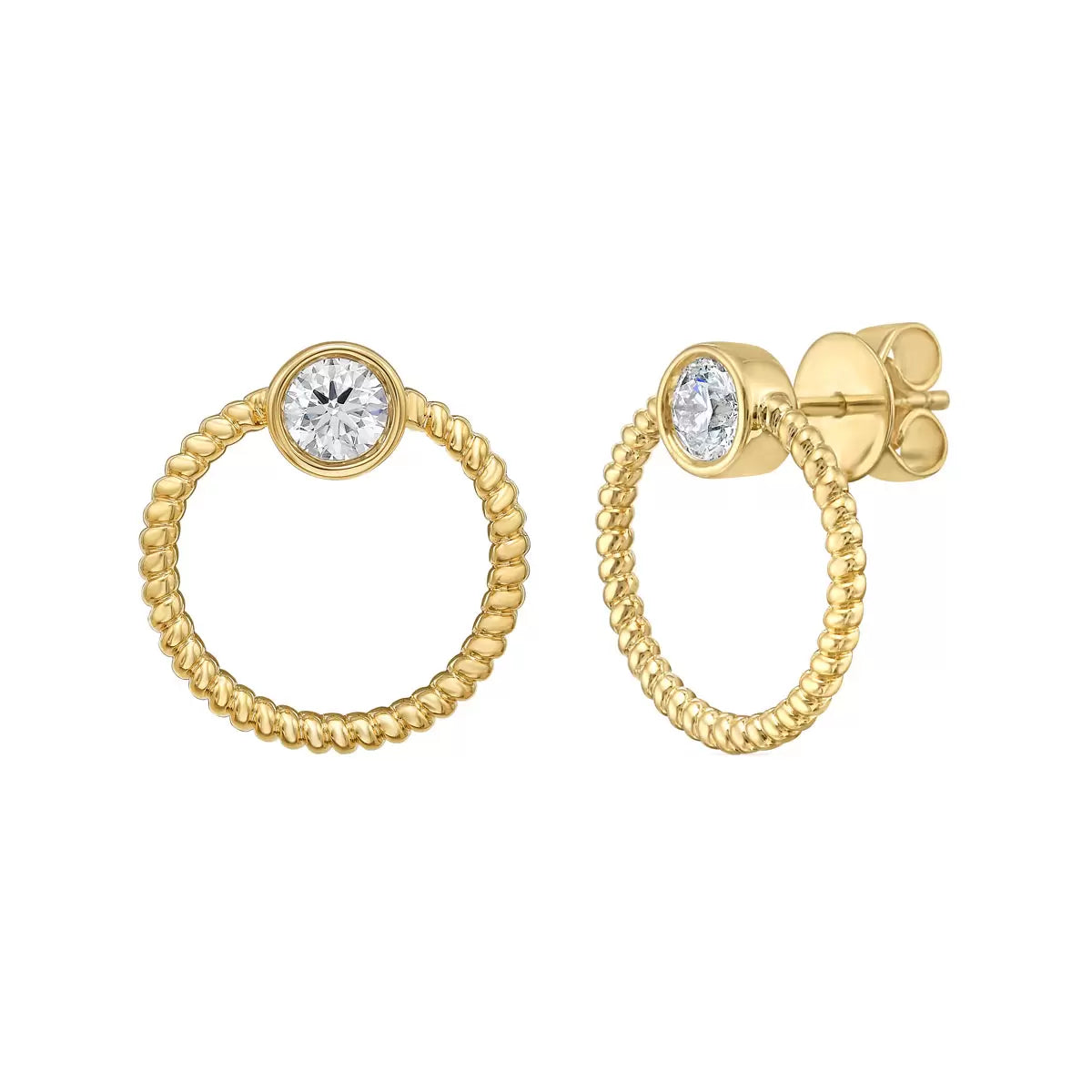 0.50ctw Round Brilliant Cut Diamond Circle Earrings, 14ct Yellow Gold