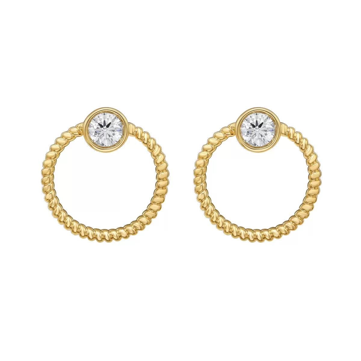 0.50ctw Round Brilliant Cut Diamond Circle Earrings, 14ct Yellow Gold