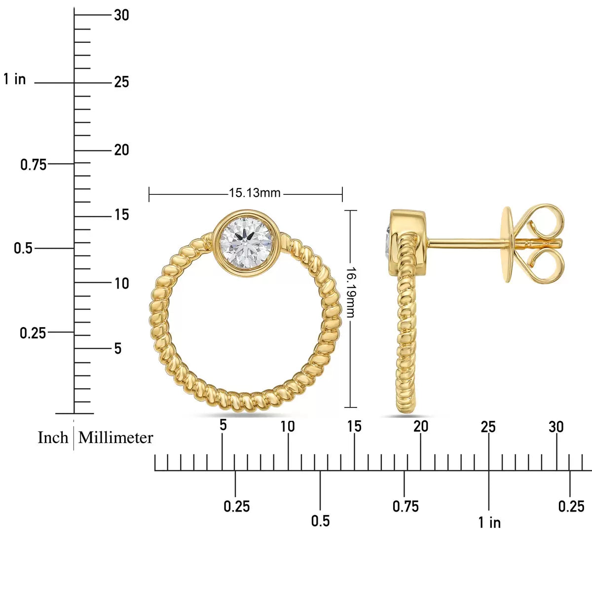 0.50ctw Round Brilliant Cut Diamond Circle Earrings, 14ct Yellow Gold