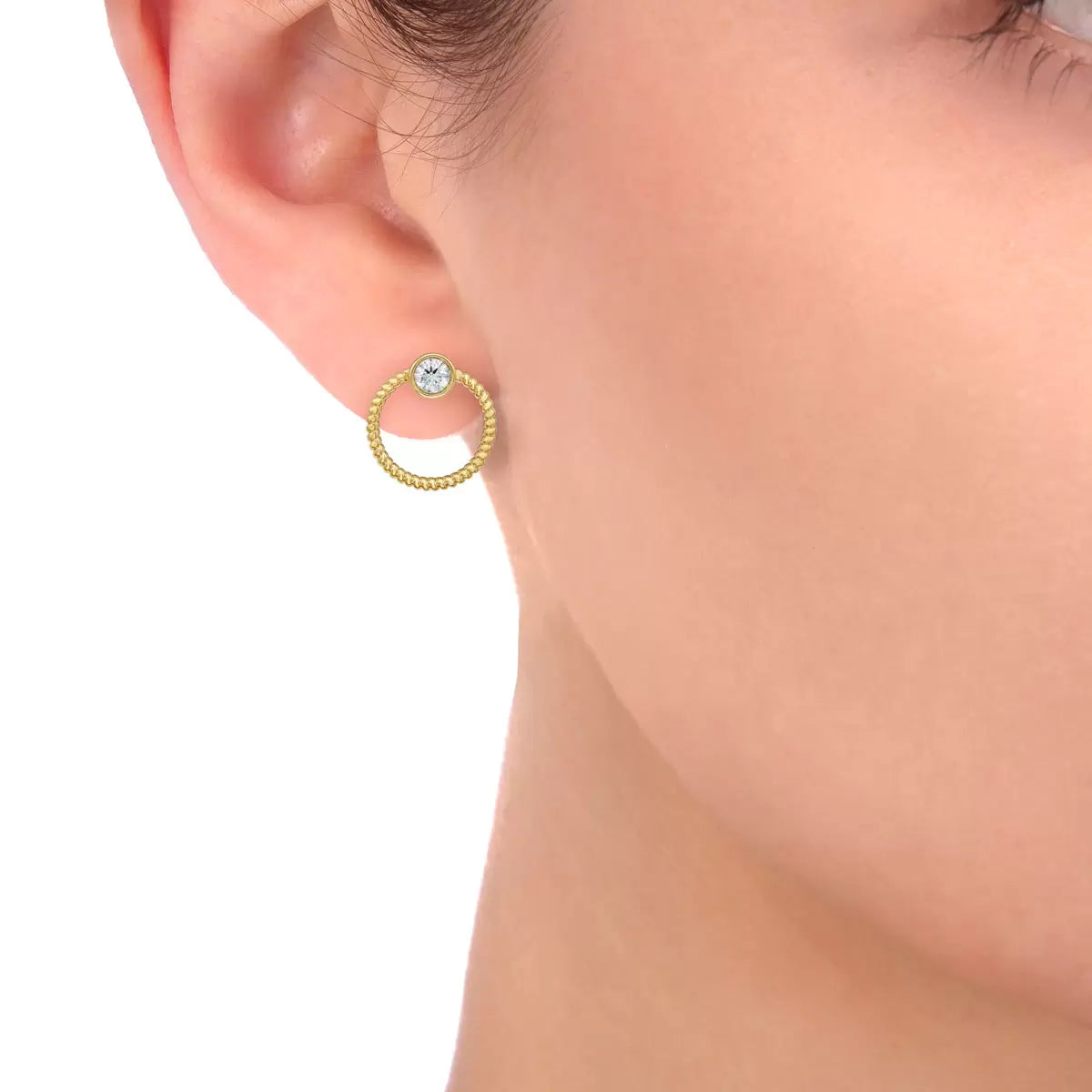 0.50ctw Round Brilliant Cut Diamond Circle Earrings, 14ct Yellow Gold