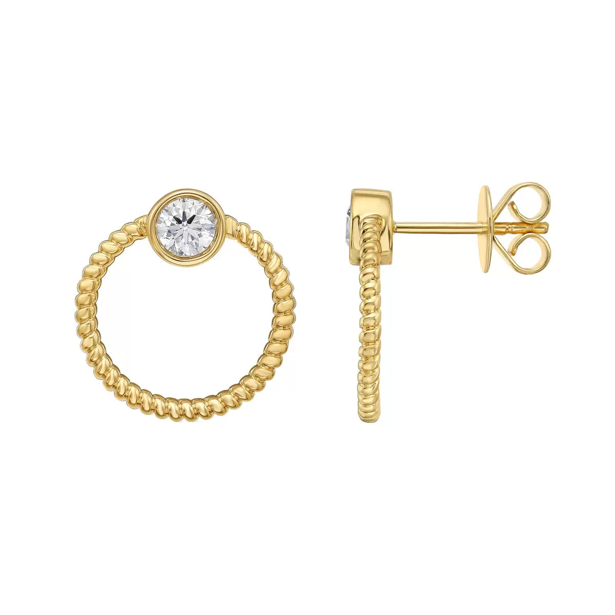 0.50ctw Round Brilliant Cut Diamond Circle Earrings, 14ct Yellow Gold