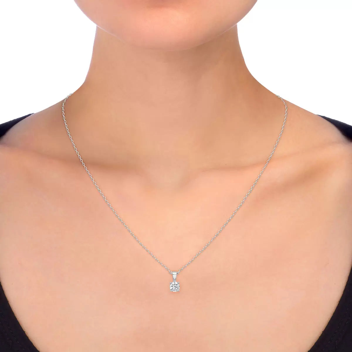 0.33ct Round Brilliant Cut Diamond Solitaire Pendant, 18ct White Gold, view 2