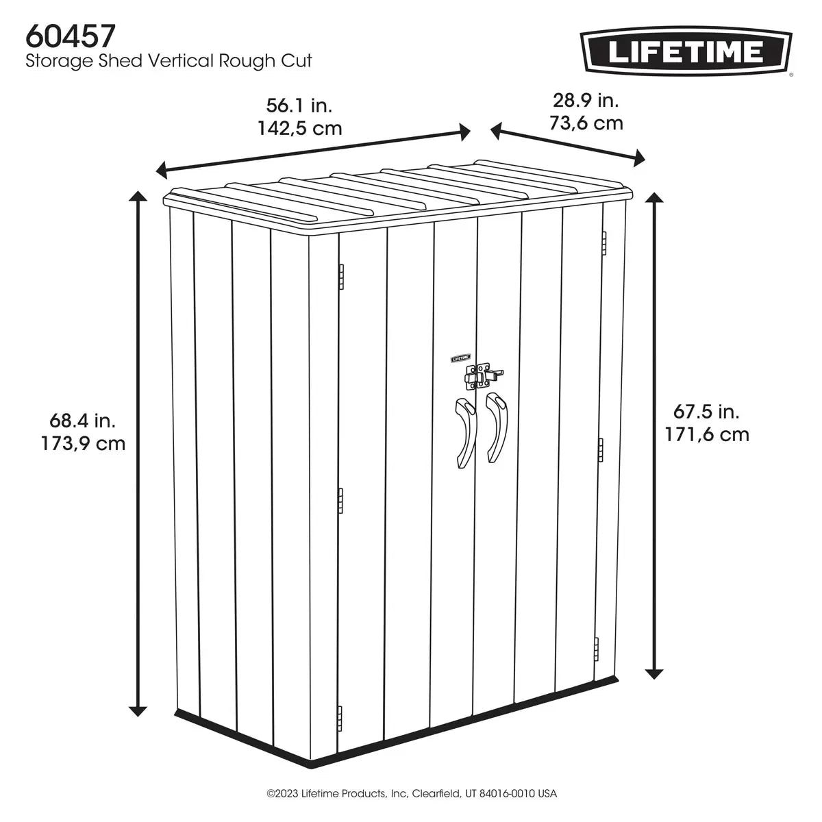 Lifetime 4ft 6" x 2ft 4" (1.4 x 0.7m) Vertical 1, 510 Litre Storage Shed
