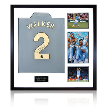Kyle Walker Signed Framed MCFC 24/25 Football Shirt including 3 Photos