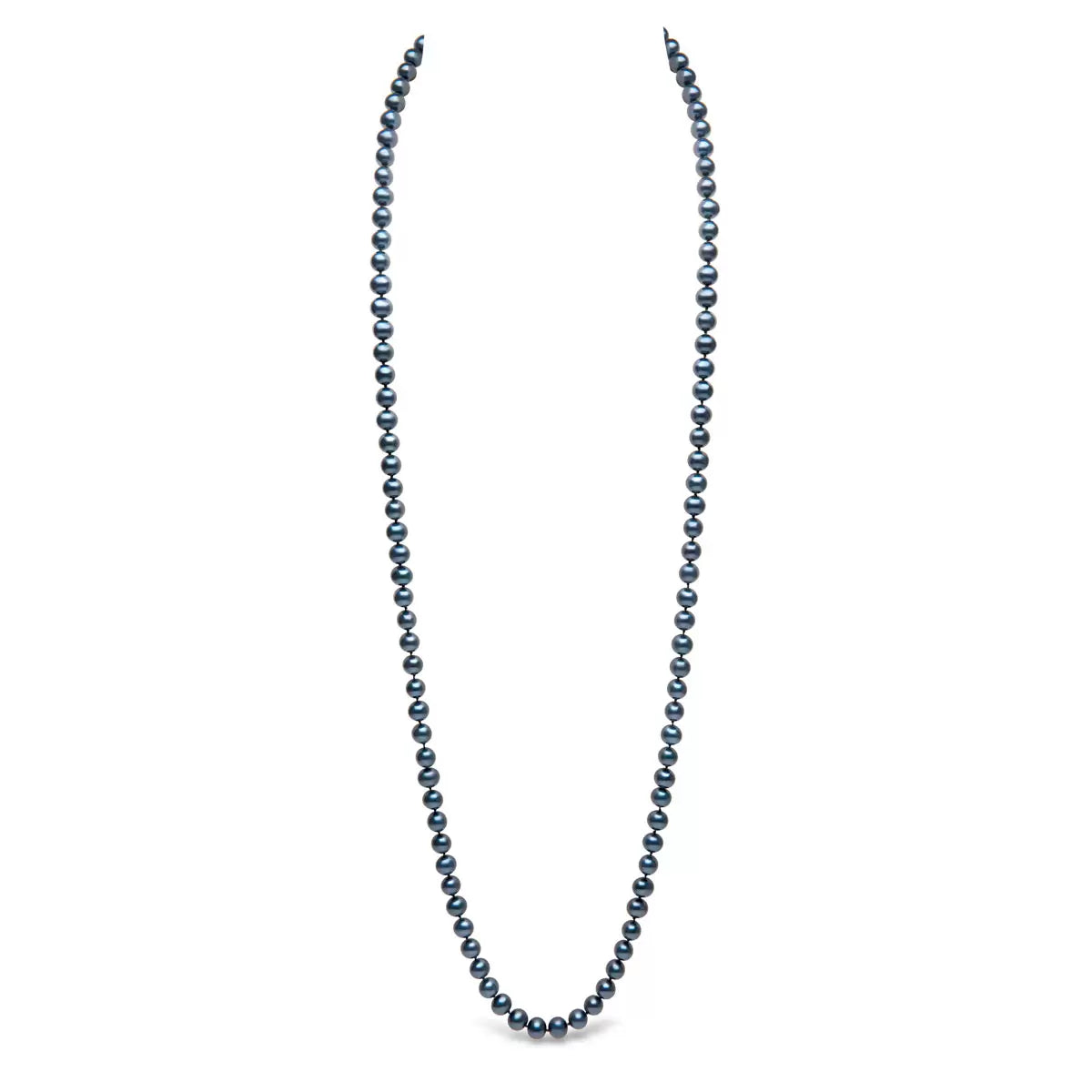 7.5mm-8mm Freshwater Black Pearl Necklace, 18ct Yellow Gold