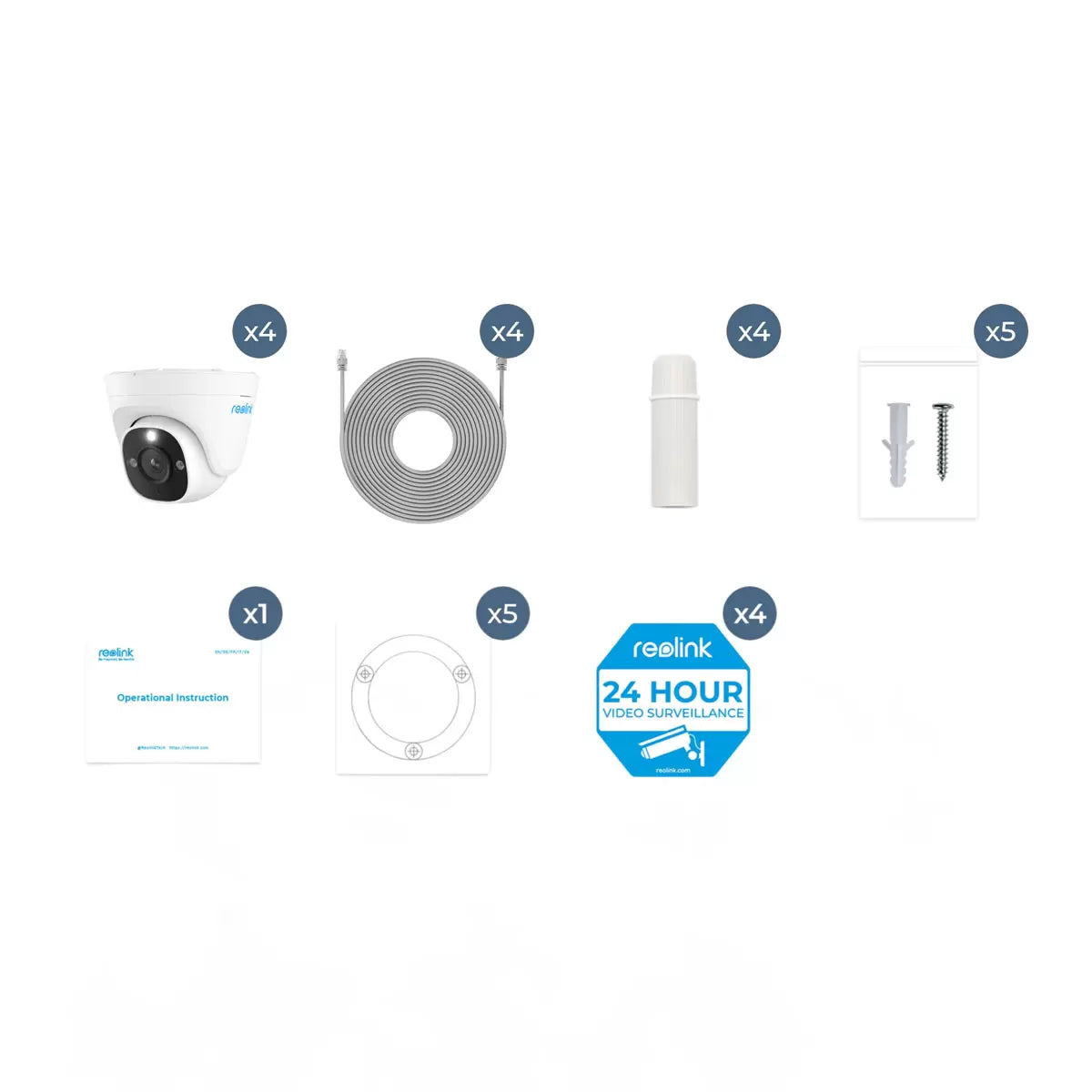 Reolink 12MP (4K+) UHD NVR PoE AI Dome Add-on Cam 4pk