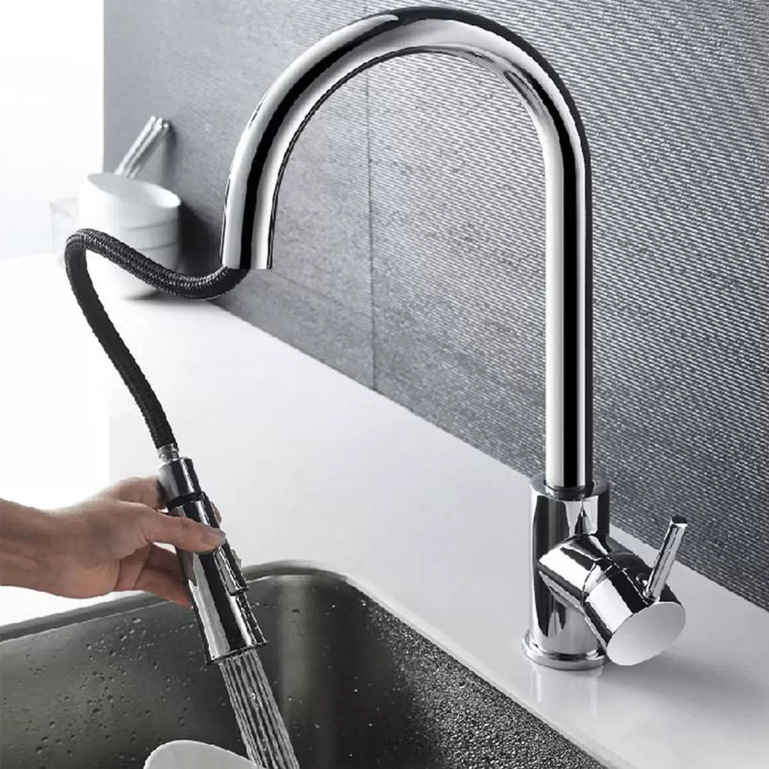Deva Pendle Kitchen Pull Out Sink Mixer Tap In Chrome, Model PEN104