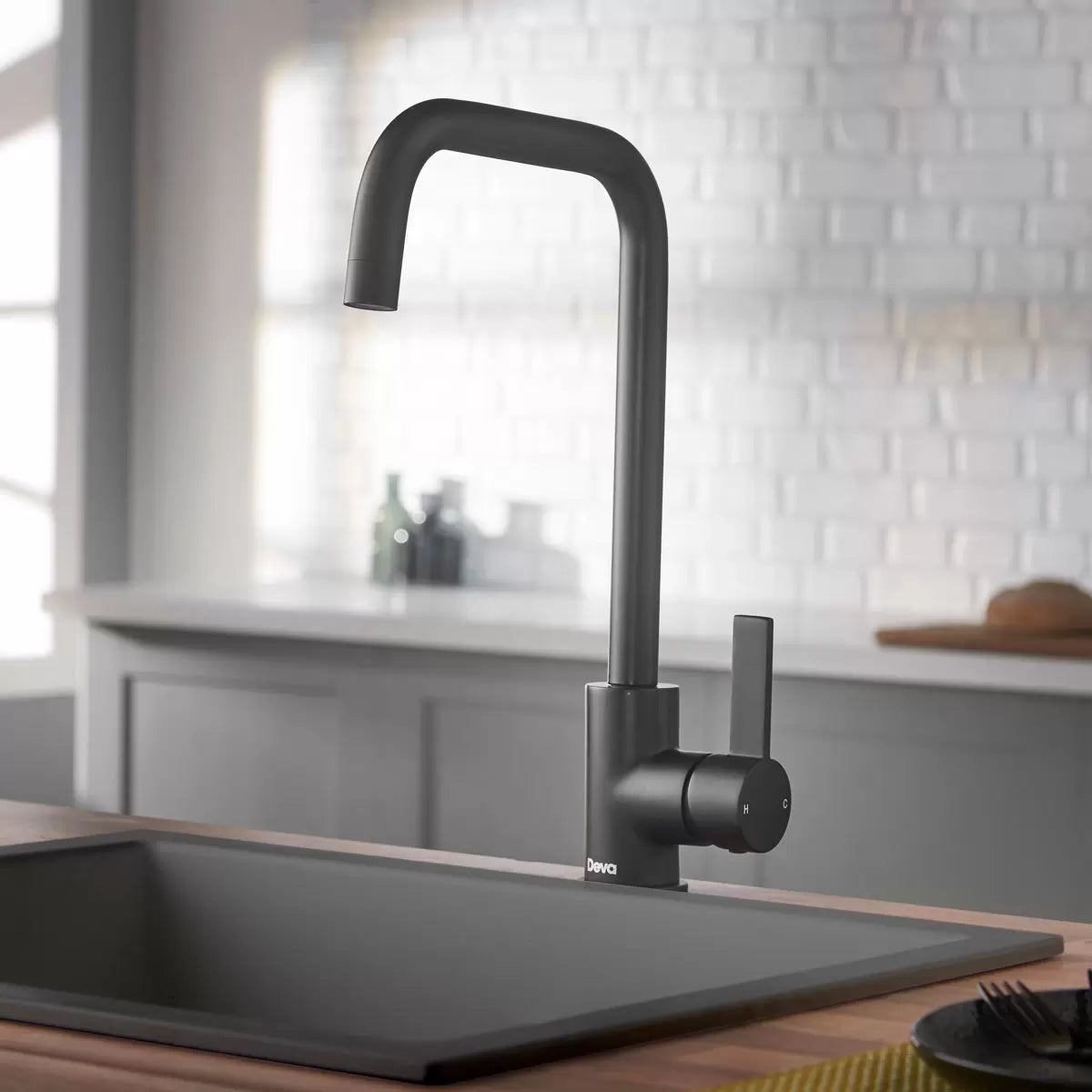 Deva Ashworth Kitchen Sink Mixer Tap In Chrome or Matte Black