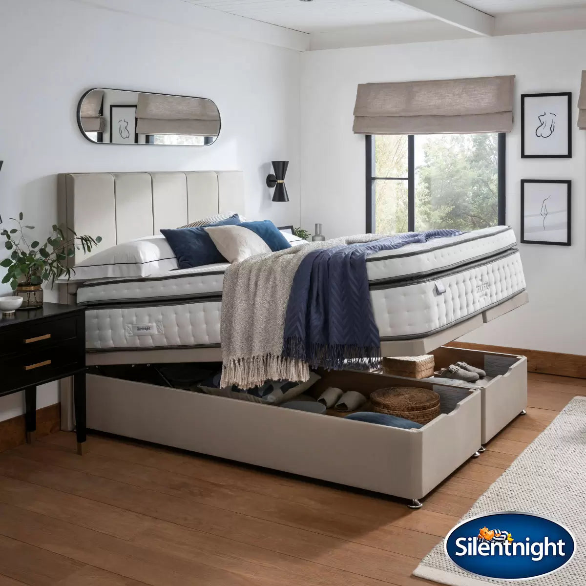 Silentnight Geltex Ultraflex 3000 Mattress & Full Ottoman Divan in Sandstone, 2
