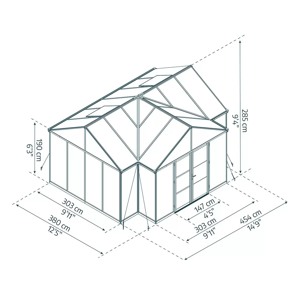 Palram Canopia Triomphe 12ft 5" x 15ft (3.8 x 4.5m) Garden Room Greenhouse