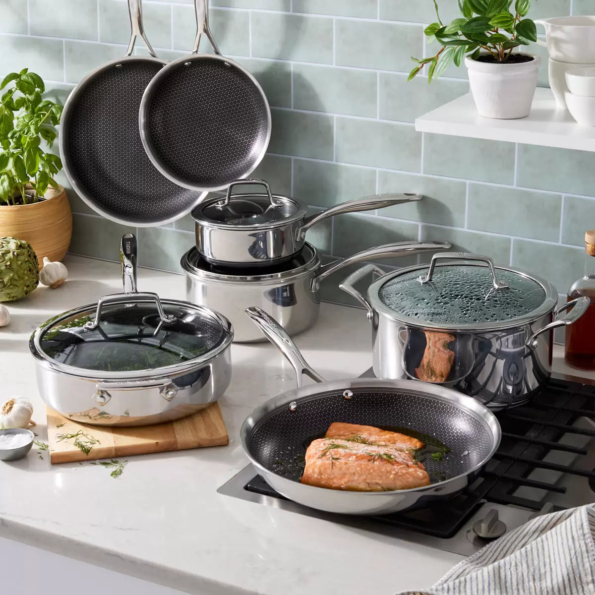 HENCKELS Paradigm Tri-Ply Stainless Steel 11 Piece Non-Stick Cookware Set