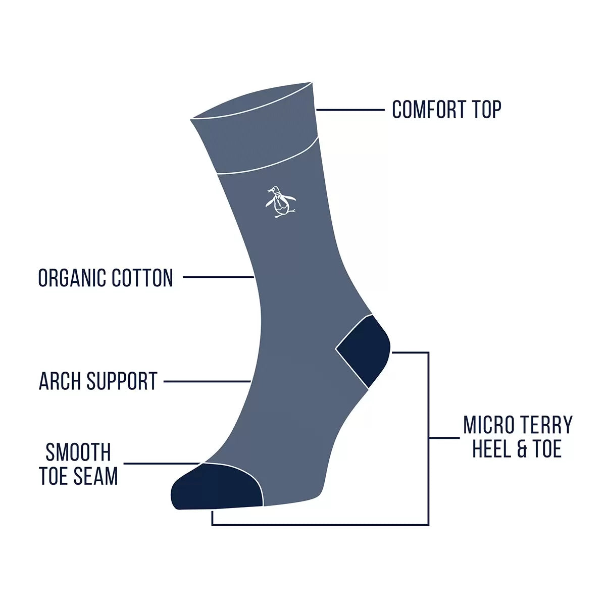 Penguin Men's Premium Organic Cotton Socks, 10 Pack