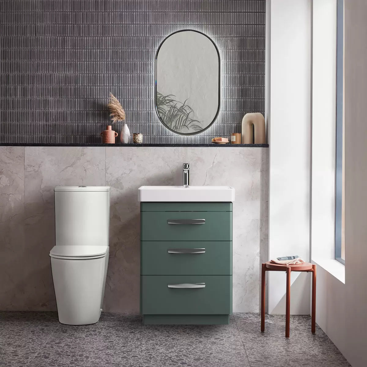 Tavistock Curve 60.0 cm 3 Drawer Floor Mounted Vanity Unit