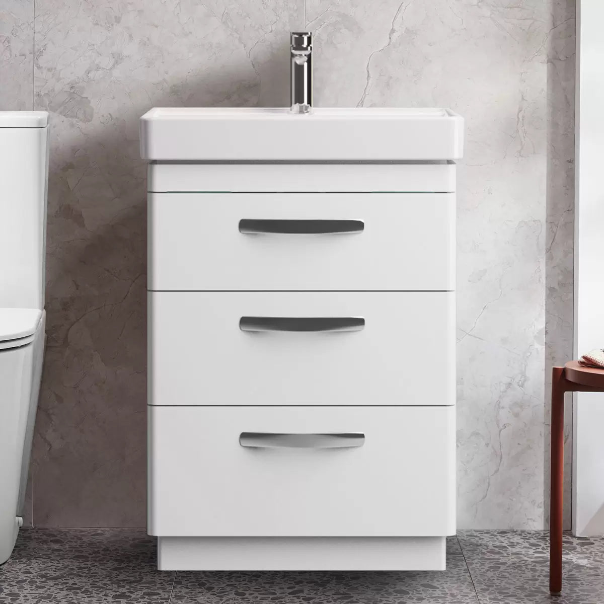Tavistock Curve 60.0 cm 3 Drawer Floor Mounted Vanity Unit