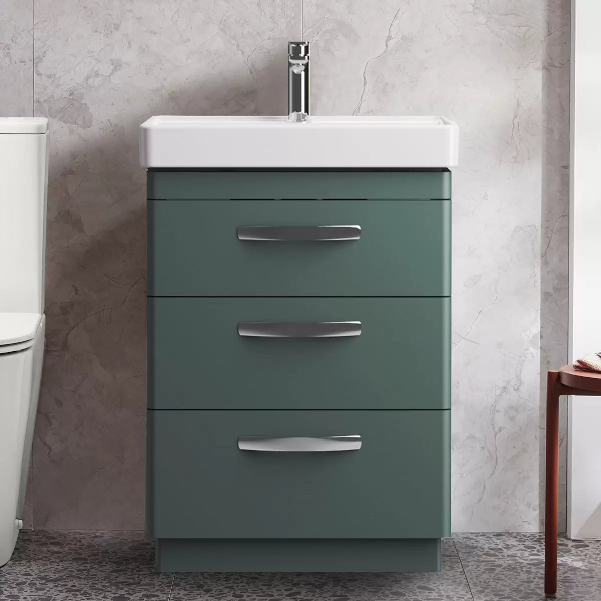 Tavistock Curve 60.0 cm 3 Drawer Floor Mounted Vanity Unit
