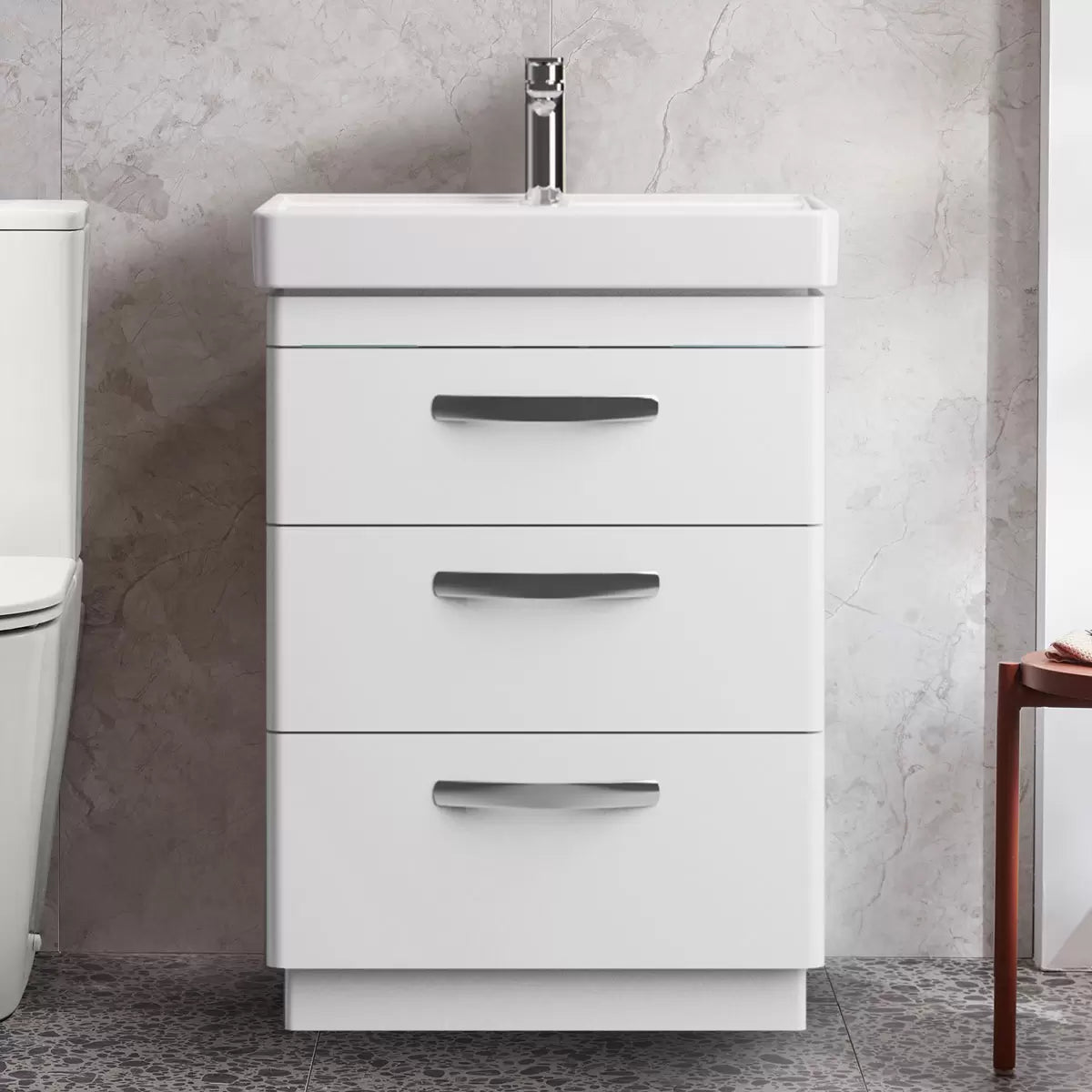Tavistock Curve 60.0 cm 3 Drawer Floor Mounted Vanity Unit