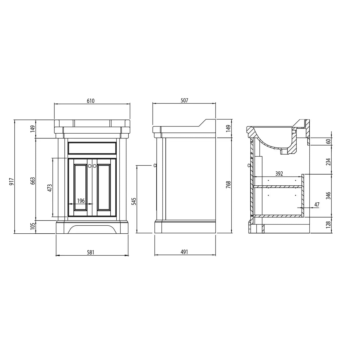 Tavistock Abbot 61.0 cm Floor Mounted Vanity Unit