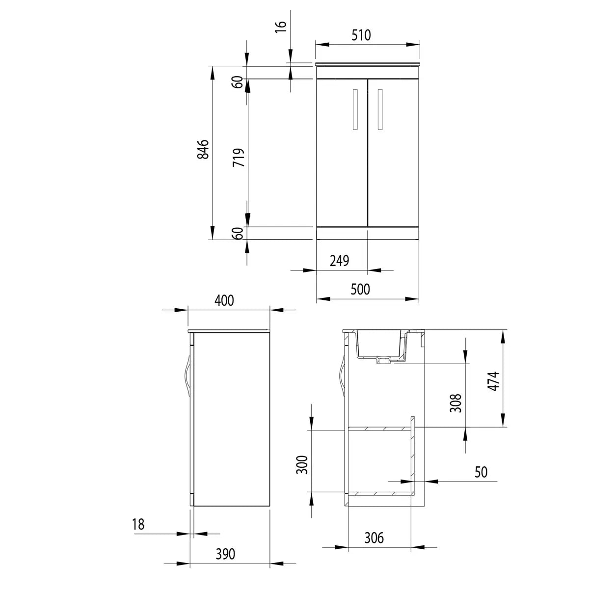 Tavistock Vesta 51.0 cm Floor Mounted Vanity Unit in White