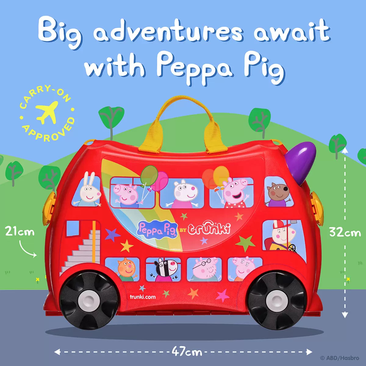 Trunki Peppa Pig Party Bus Ride On Hardside Case (3-6 Years)