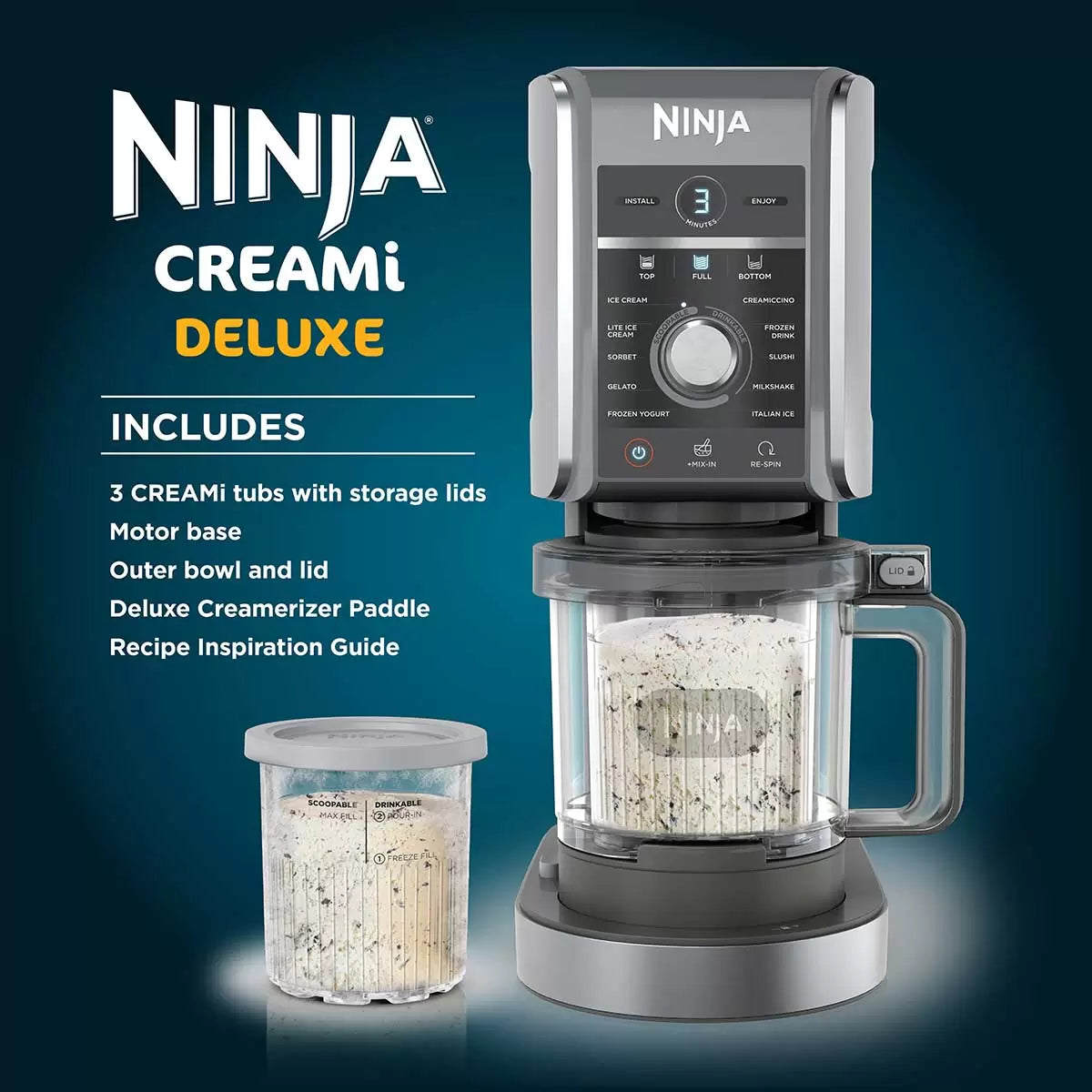 Ninja CREAMi Deluxe 10-in-1 Ice Cream Maker, NC501UK