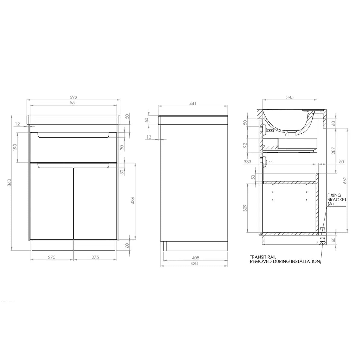 Tavistock Kew 59.2 cm Floor Mounted Vanity Unit