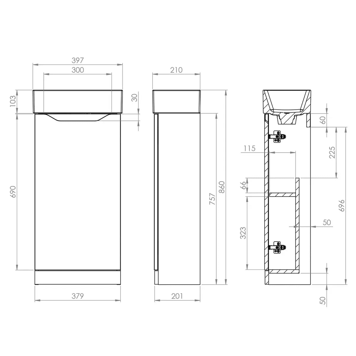 Tavistock Coda Cloakroom 39.7 cm Floor Mounted