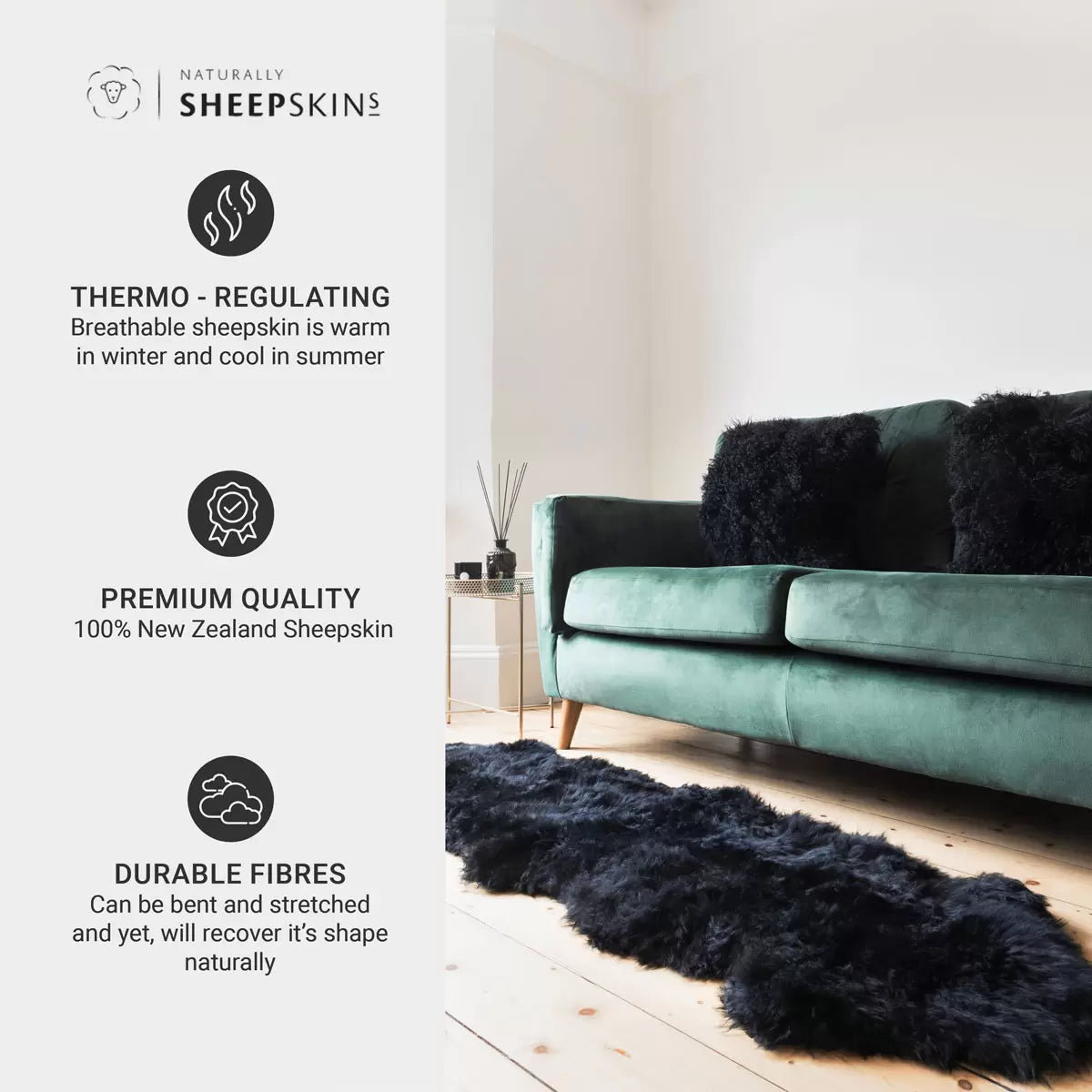Naturally Sheepskins Long Wool Double Rug, 180 x 55 cm