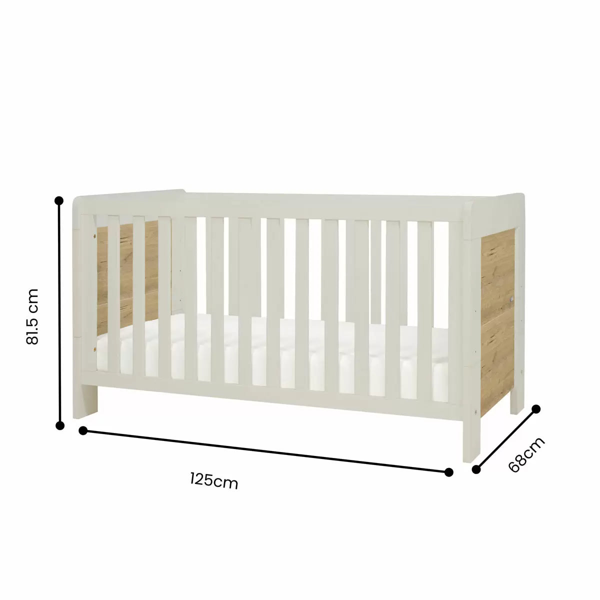 Tutti Bambini Alba Mini Cot Bed with Sprung Mattress, White Sand & Distressed