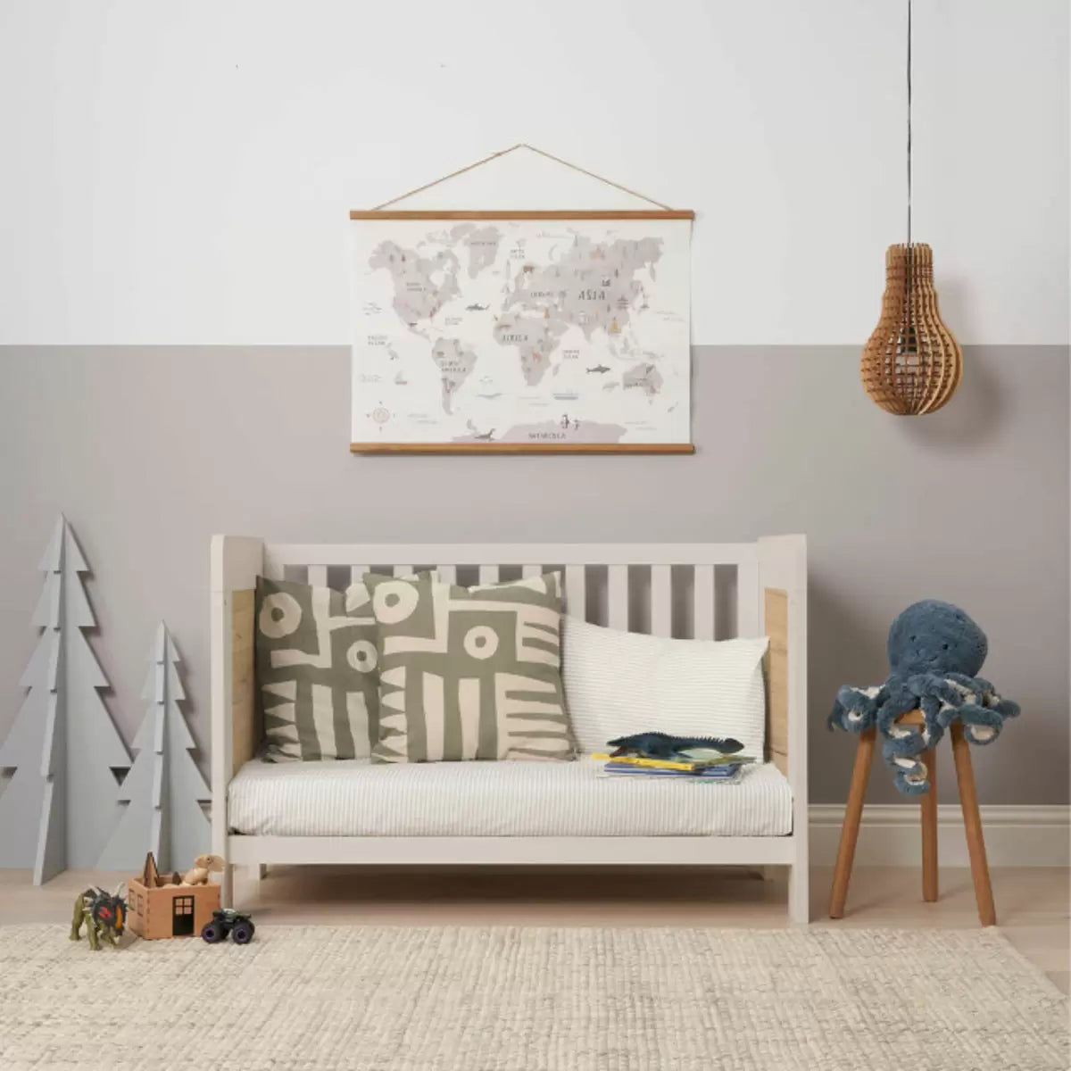 Tutti Bambini Alba Mini Cot Bed with Sprung Mattress, White Sand & Distressed