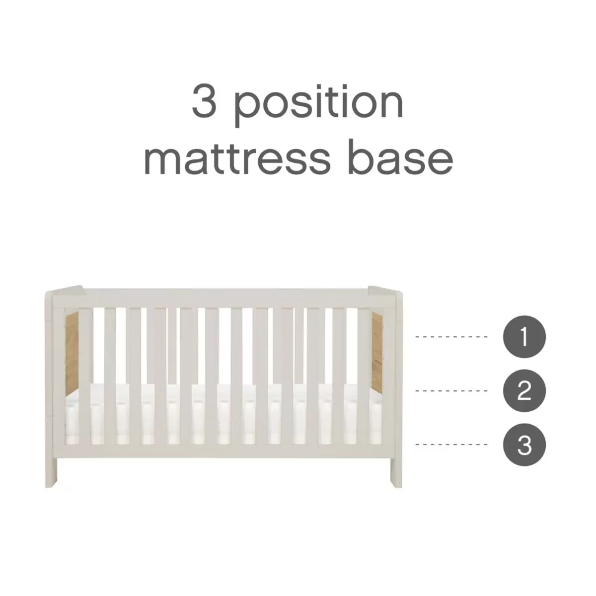 Tutti Bambini Alba Mini Cot Bed with Sprung Mattress, White Sand & Distressed