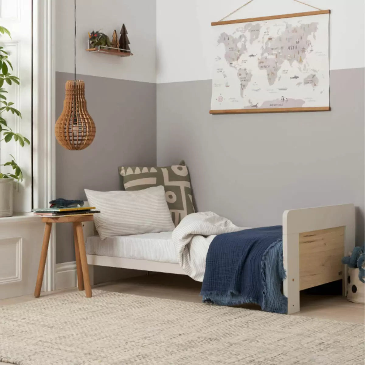 Tutti Bambini Alba Mini Cot Bed with Sprung Mattress, White Sand & Distressed