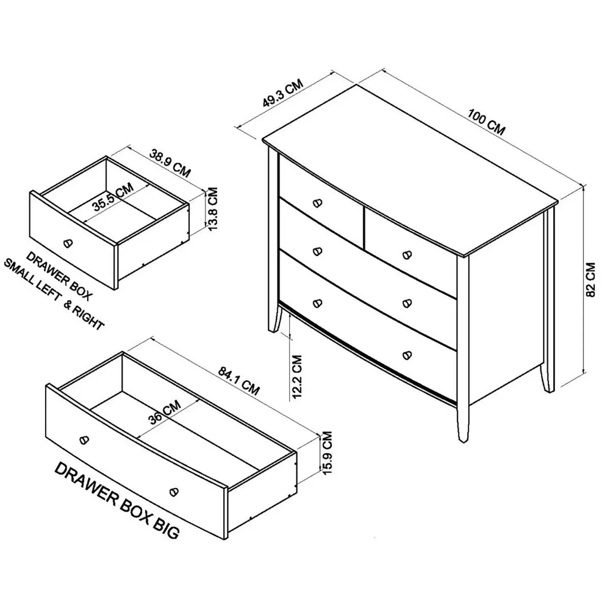 Bentley Designs Whitby Scandi Oak & Soft Grey 4 Drawer Chest of Drawers