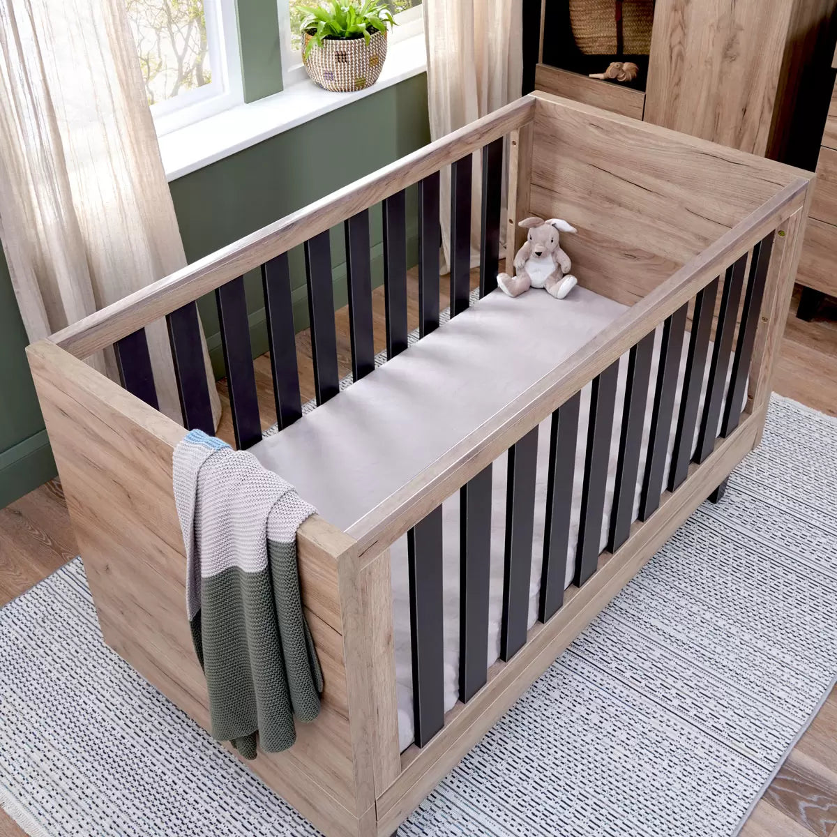 Tutti Bambini Como 4 Piece Nursery Set with Sprung Mattress, Distressed Oak N