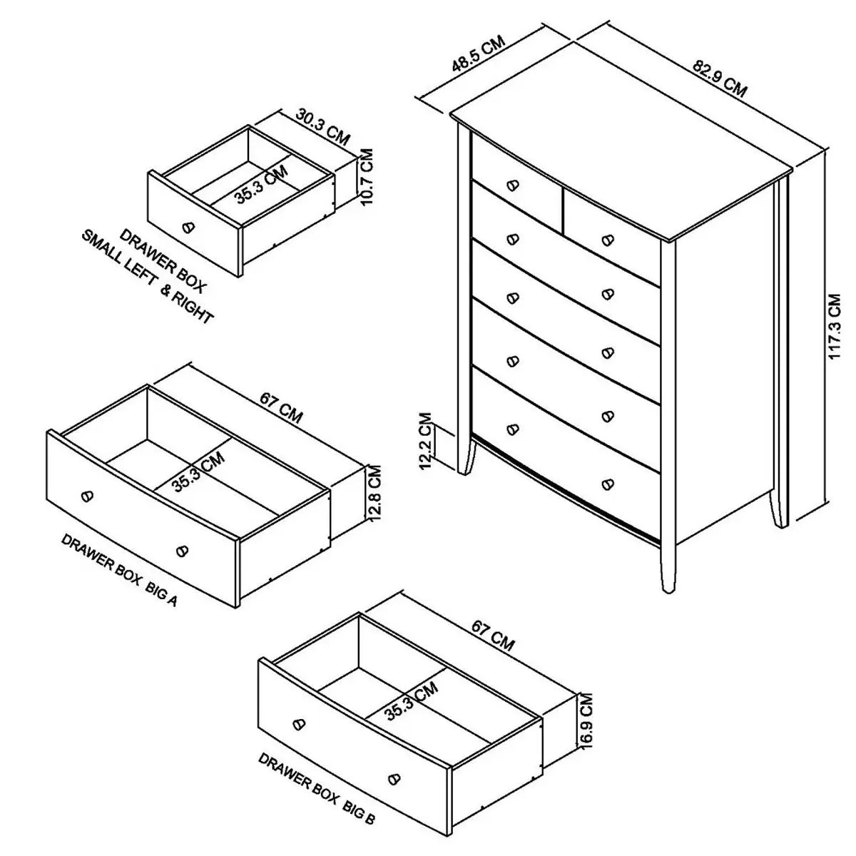 Bentley Designs Whitby Scandi Oak & Soft Grey 6 Drawer Chest of Drawers