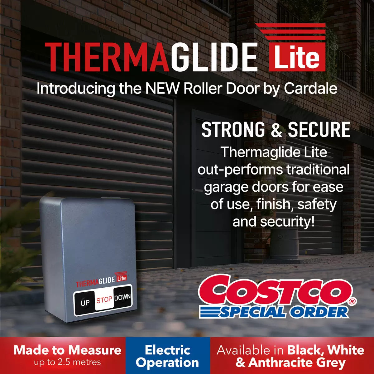 Cardale Electric Thermaglide Lite Roller Door 77mm with Installation up to 2.5