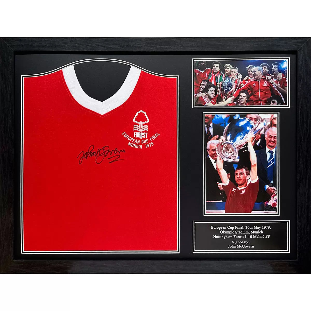 John McGovern Signed Framed Nottingham Forest 1979 European Cup Final Football
