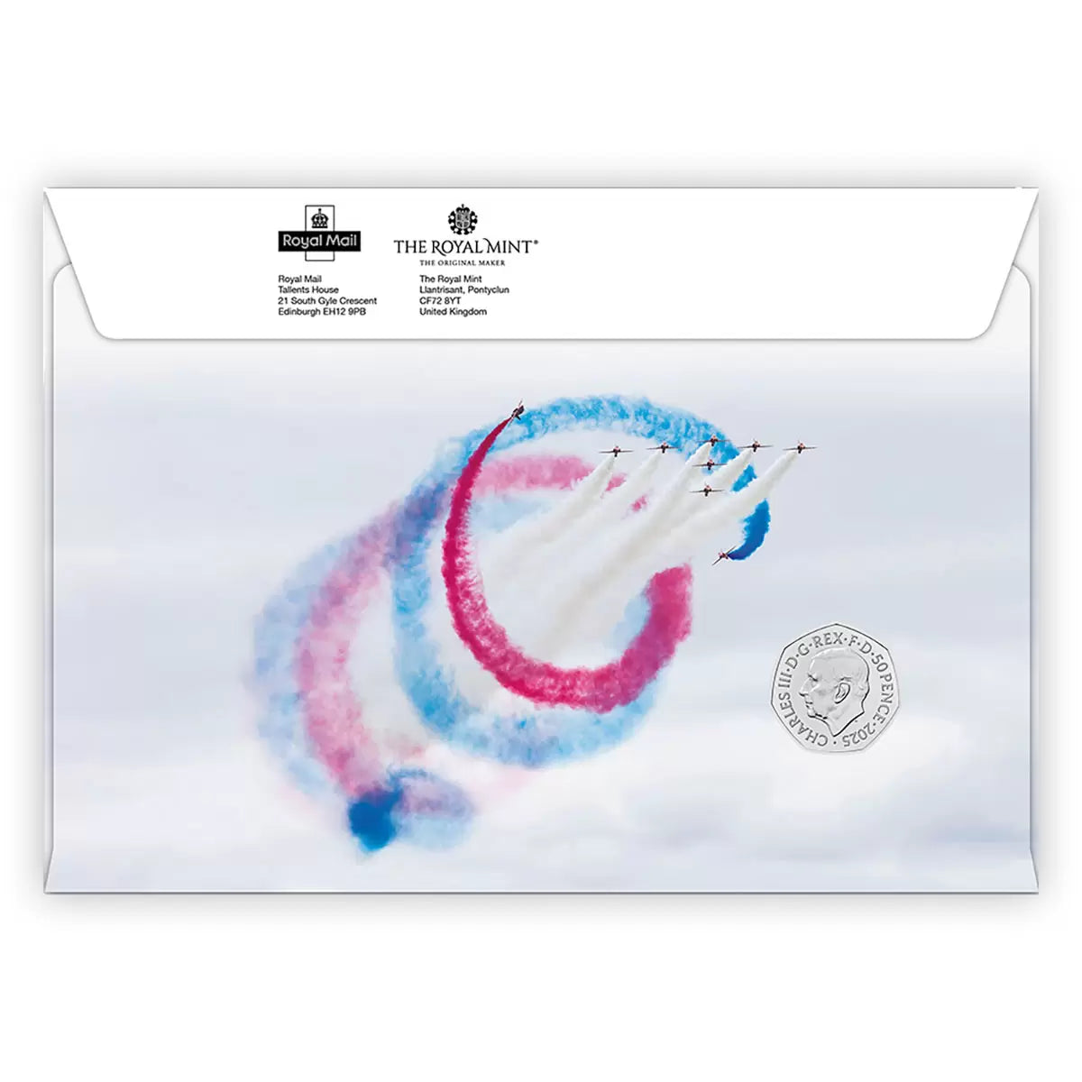 Red Arrows 50p Brilliant Uncirculated Coin Cover from Royal Mail® and The Royal