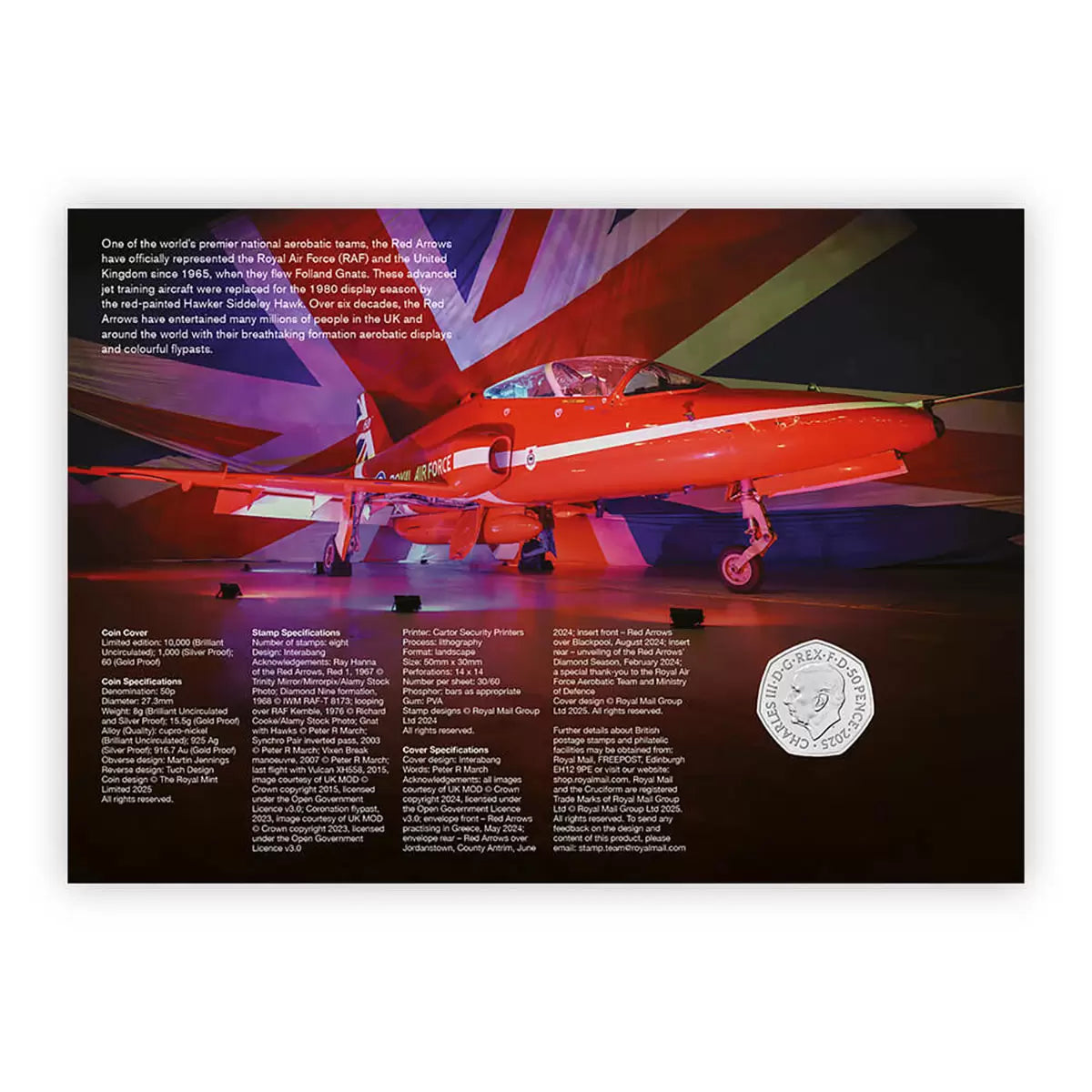 Red Arrows 50p Brilliant Uncirculated Coin Cover from Royal Mail® and The Royal