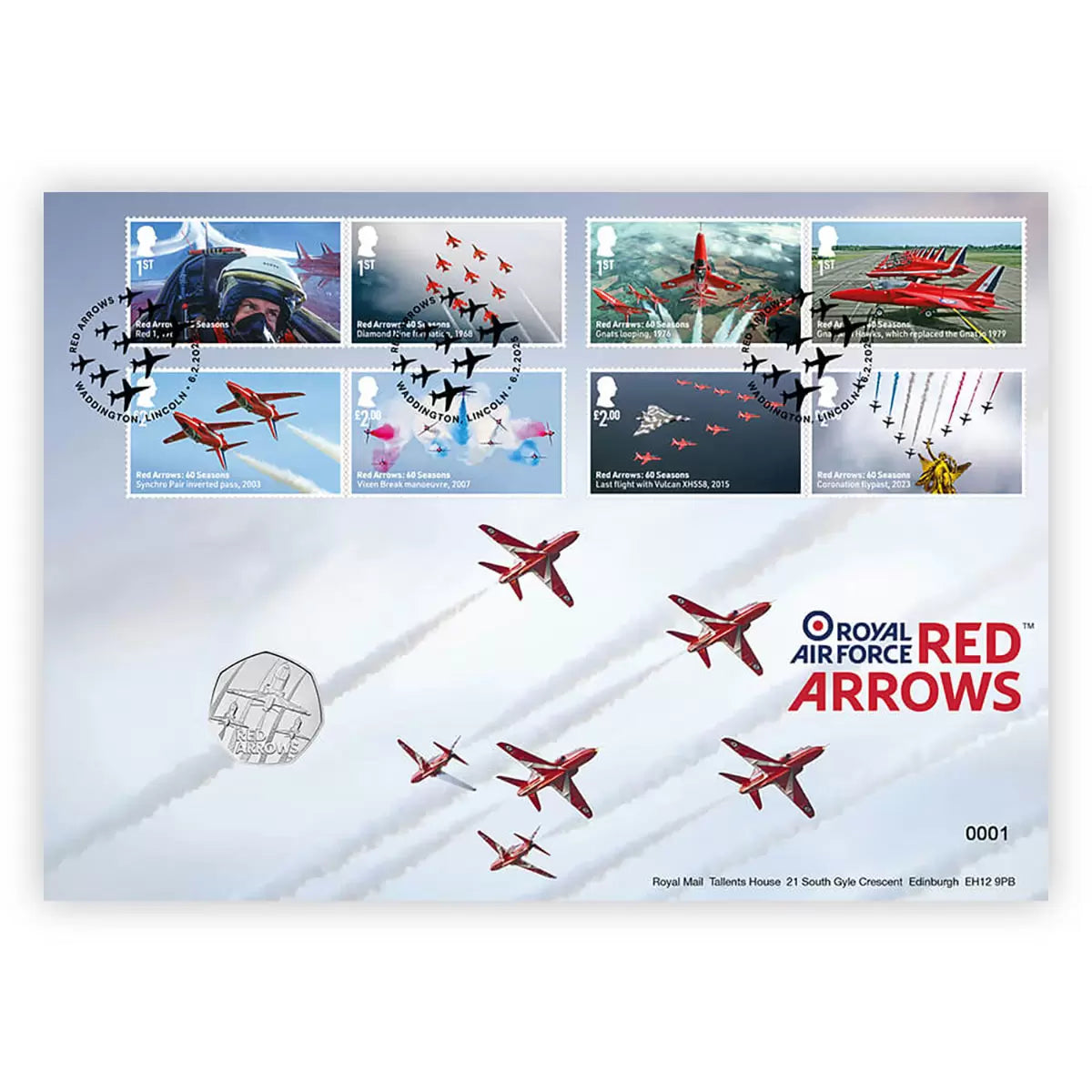 Red Arrows 50p Brilliant Uncirculated Coin Cover from Royal Mail® and The Royal
