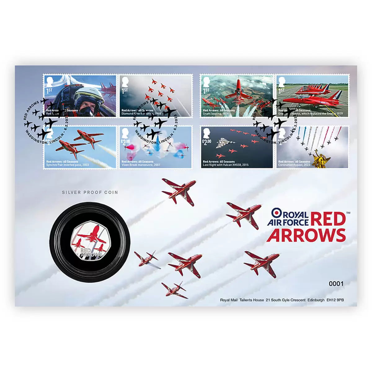 Red Arrows 50p Silver Proof Coin Cover from Royal Mail® and The Royal Mint