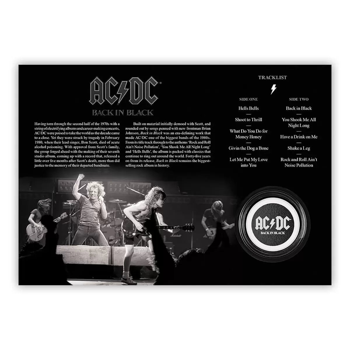 AD/DC Stamps & Medal Cover Back in Black from Royal Mail®