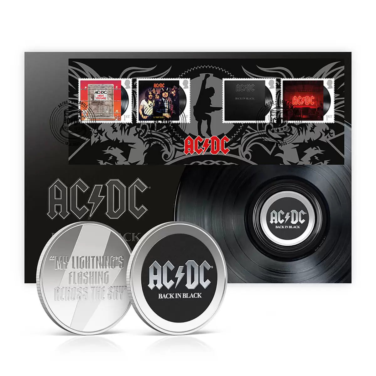 AD/DC Stamps & Medal Cover Back in Black from Royal Mail®