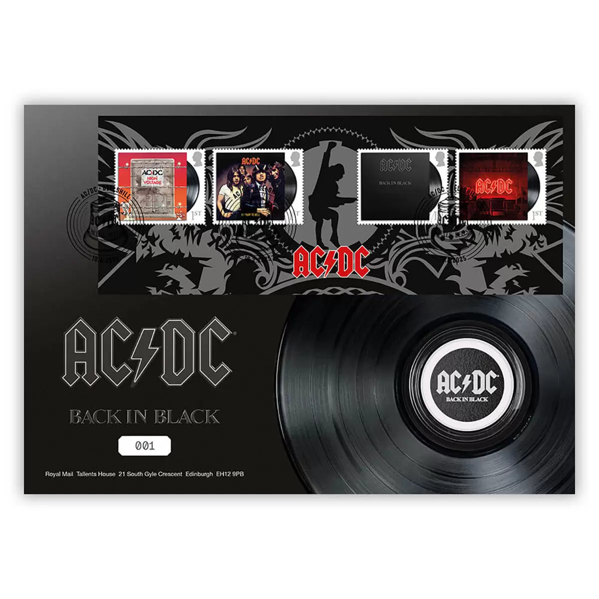 AD/DC Stamps & Medal Cover Back in Black from Royal Mail®