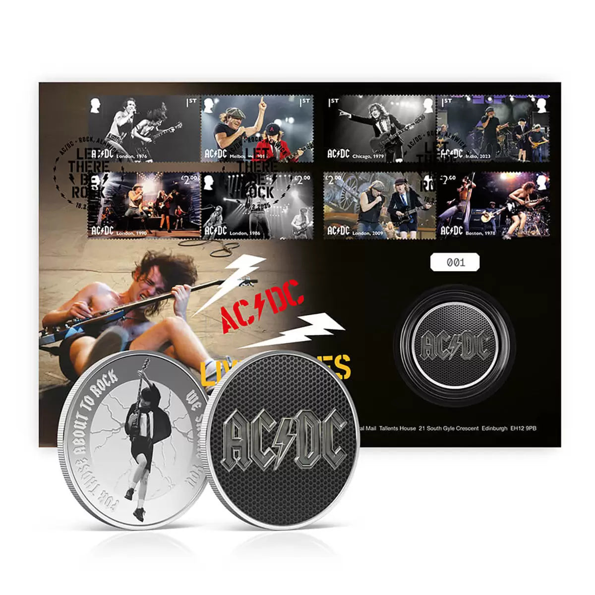 AD/DC Stamps & Medal Cover Live Wires from Royal Mail®